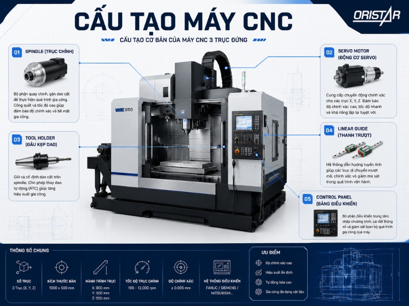 Cấu Tạo Cơ Bản Của Máy CNC