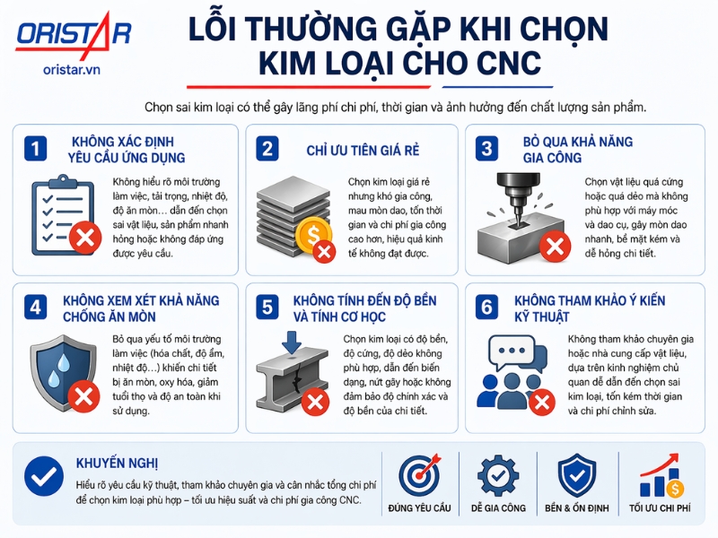 Lỗi thường gặp khi chọn kim loại cho CNC