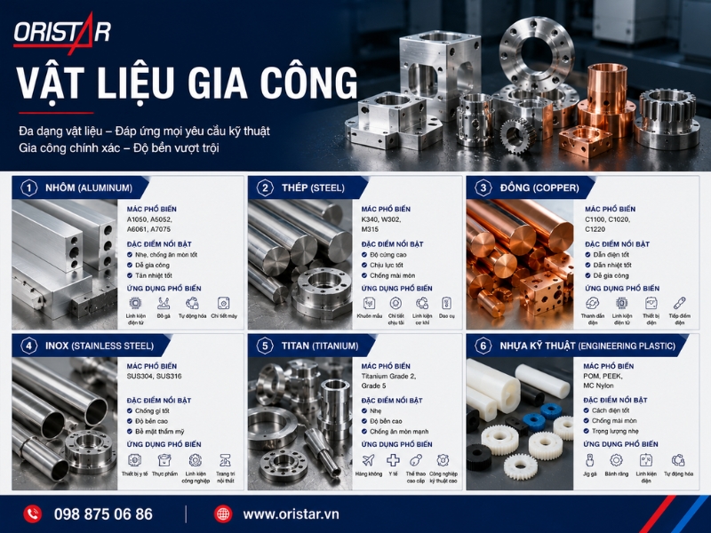 Vật Liệu Phổ Biến Trong Cơ Khí Chính Xác